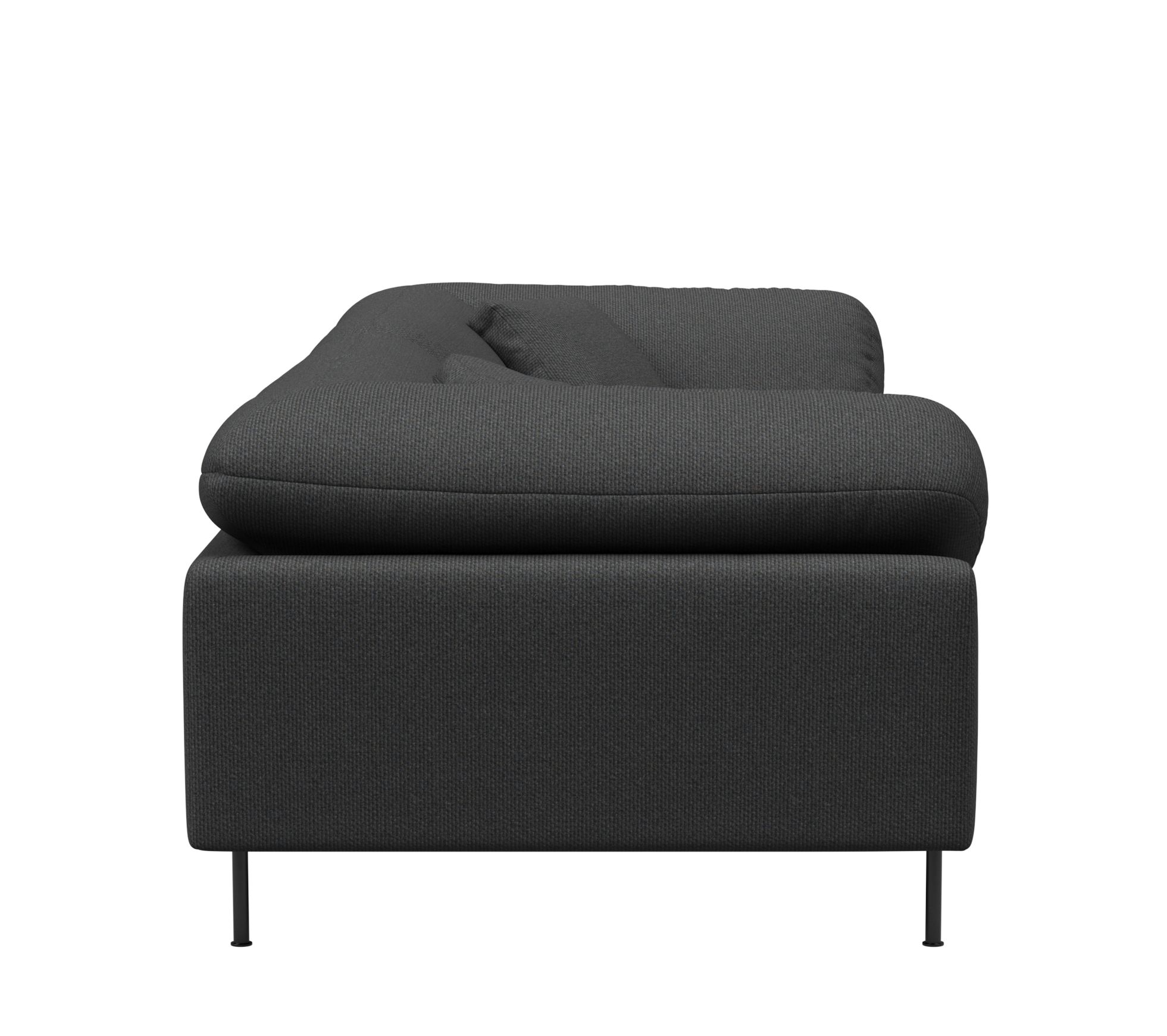 Graues Collar Sofa von Woud, 3-Sitzer, modernes Design mit schwarzen Füßen, für Wohnzimmer.