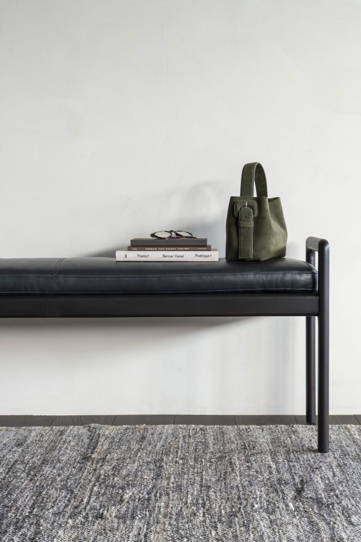 Jack Bench Bank mit Sitzpolster Leder schwarz Ethnicraft