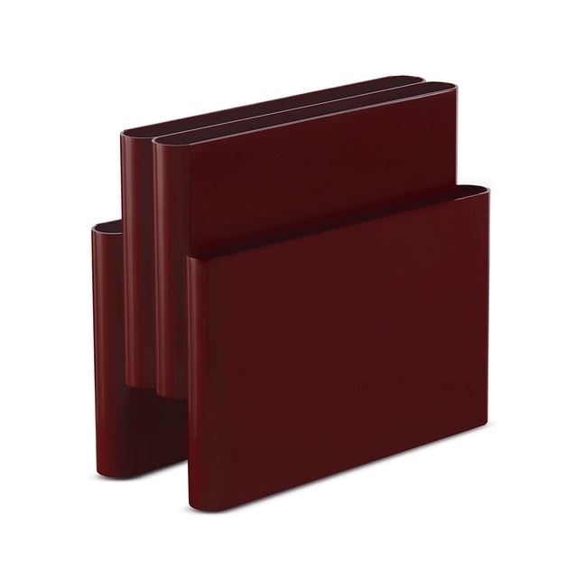 Burgunderroter Kartell Zeitungsständer/Magazine Rack aus Kunststoff, modernes Design für Zeitschriften und Zeitungen.