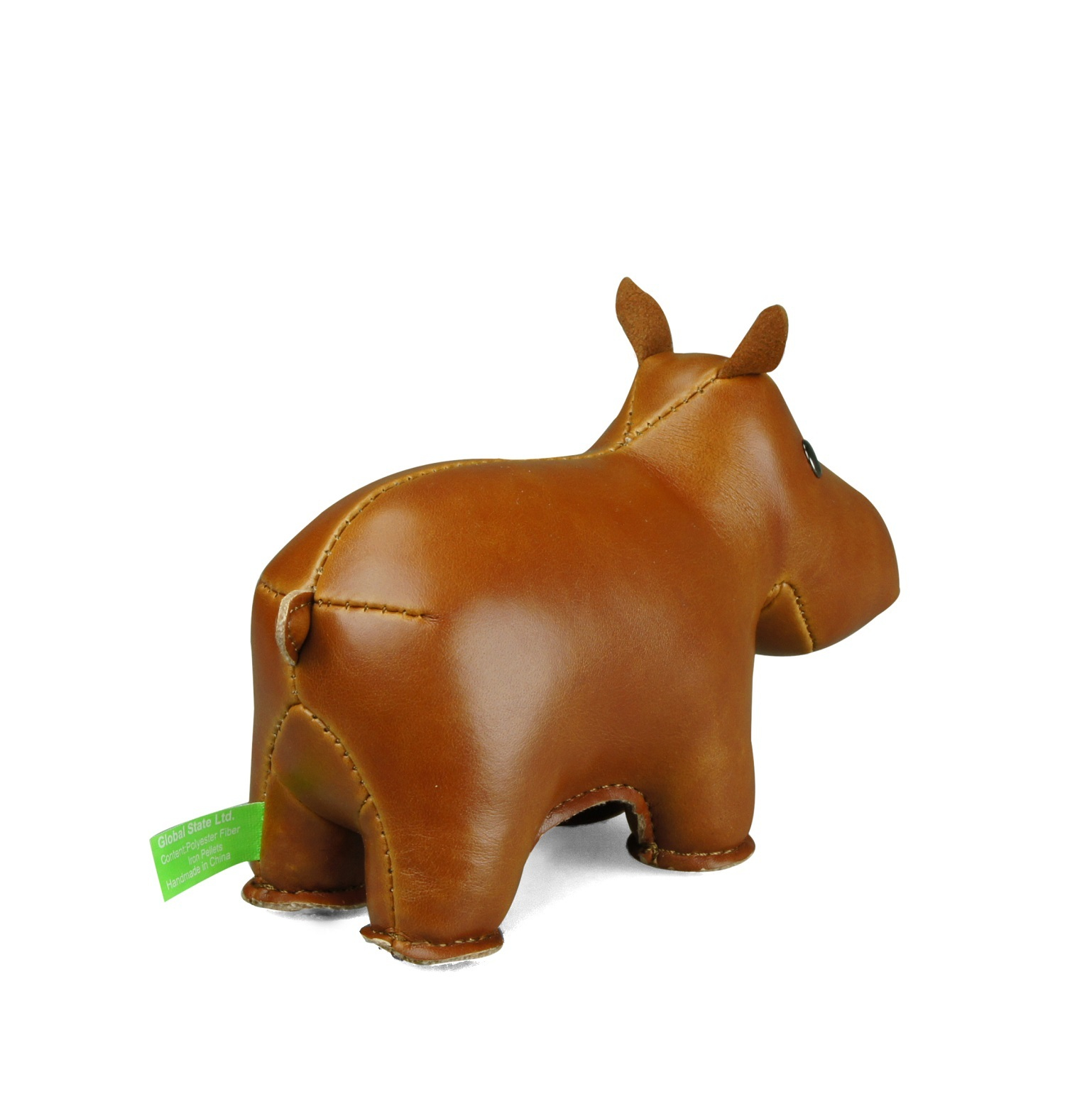 Briefbeschwerer Hippo von Züny, tan/weiß, aus Kunstleder, detailreich verarbeitet, für Büro und Zuhause.