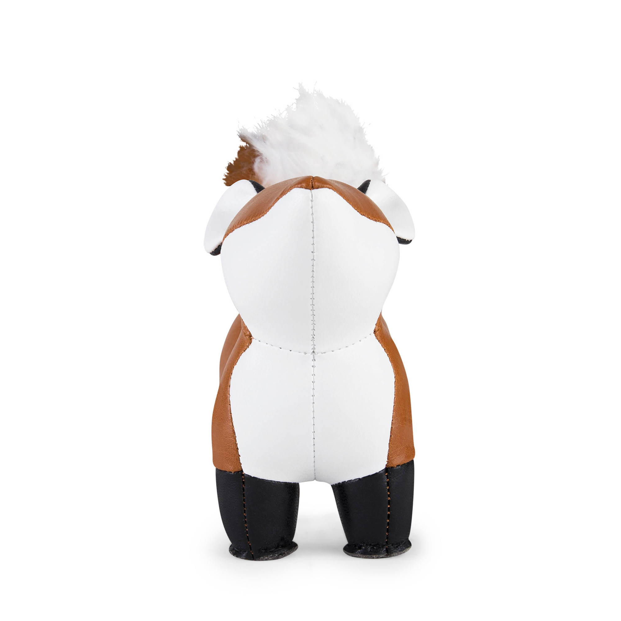 Rückansicht des Züny Briefbeschwerers Fuchs Furi in Tan und Weiß, dekoratives Wohnaccessoire.