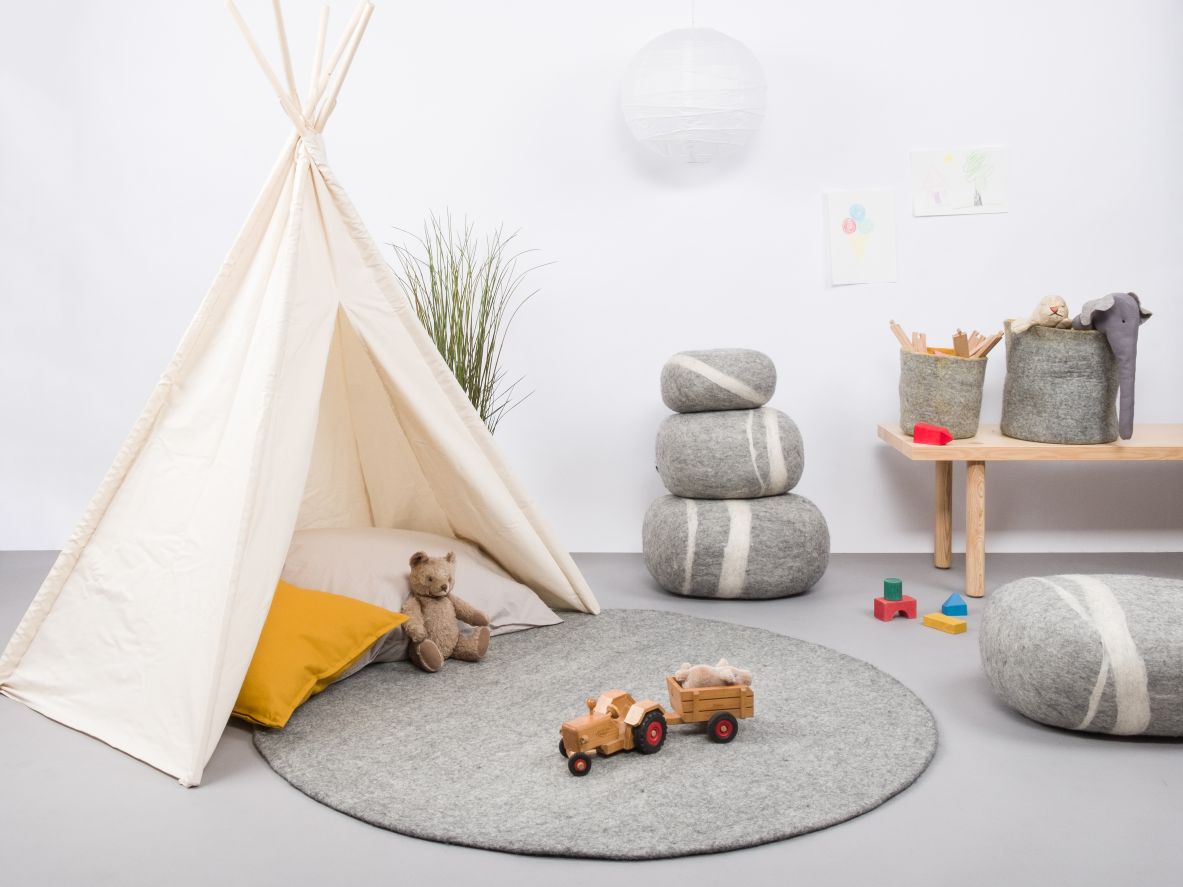 Mono Rund Filzteppich Ø 160 cm myfelt Carl (grau meliert)