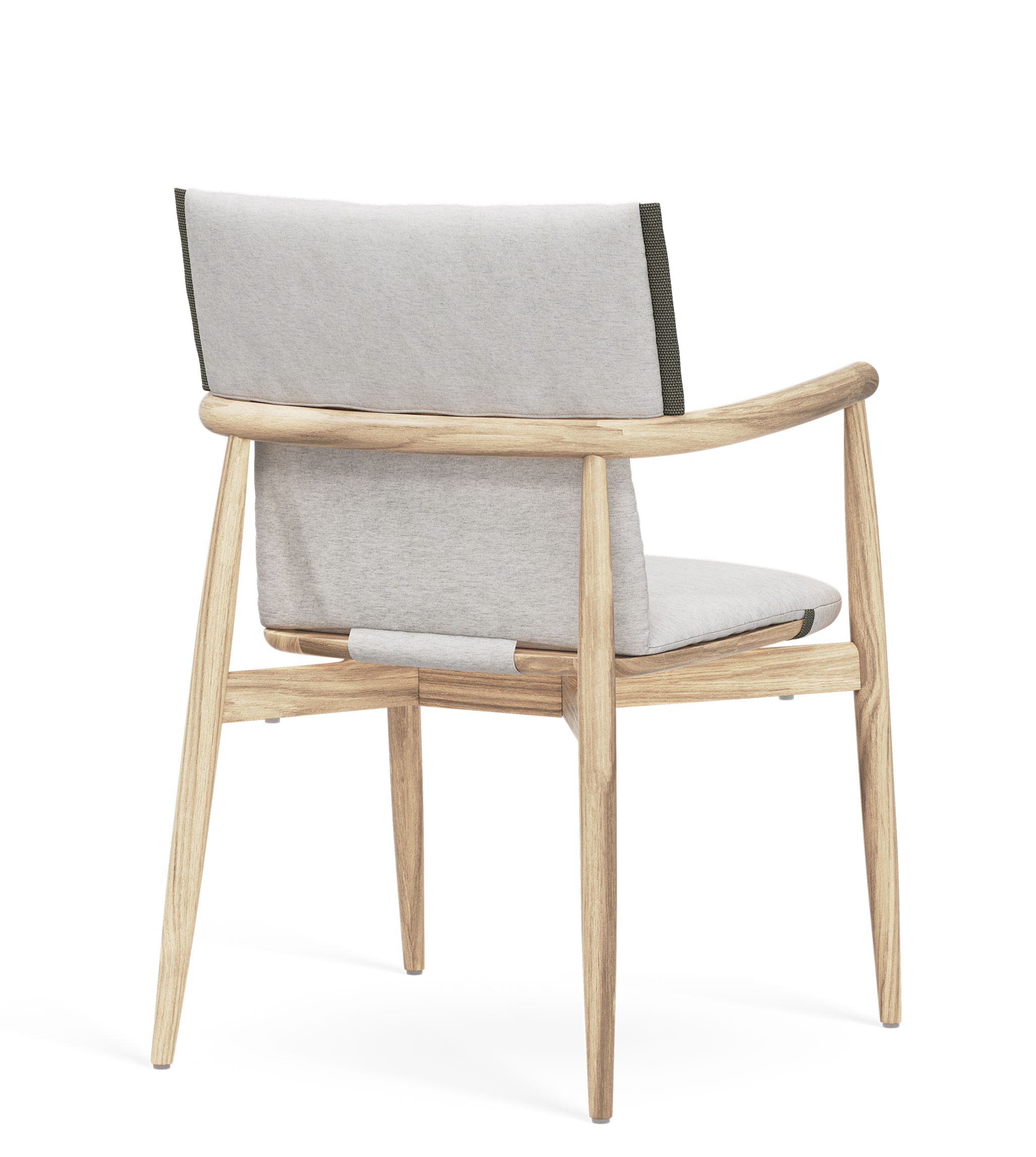 CU E008 Sitzkissen für Carl Hansen & Søn Embrace Stuhl, hellgrauer Outdoor Stoff, Rückansicht.