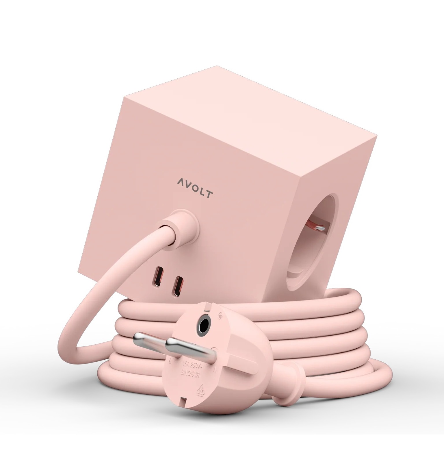 Avolt Steckdosenwürfel mit USB C dfp Design Pink