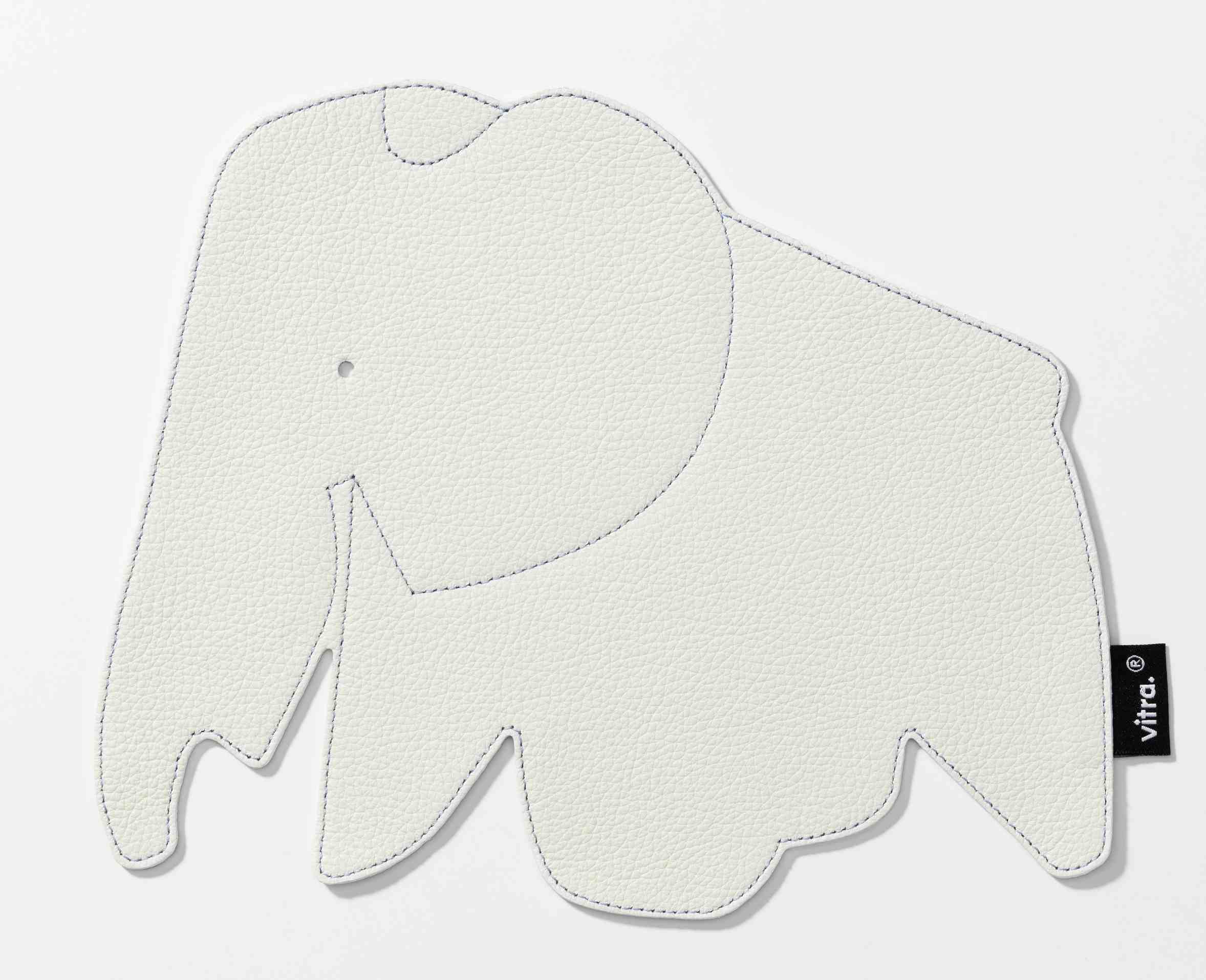 Weißes Elephant Pad Mousepad von Vitra in Elefantenform, Schreibtischunterlage aus Leder.