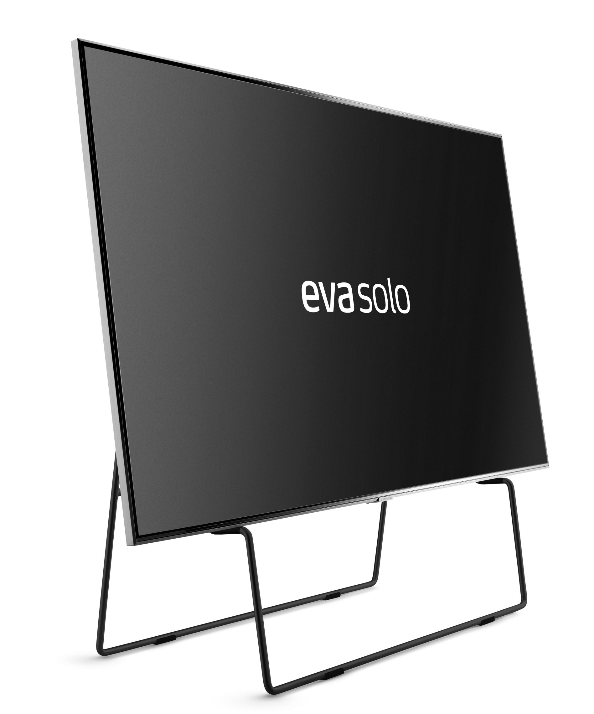 Schwarzer Carry TV-Ständer von Eva Solo. Moderner, minimalistischer TV-Halter aus Metall für Wohnzimmer.