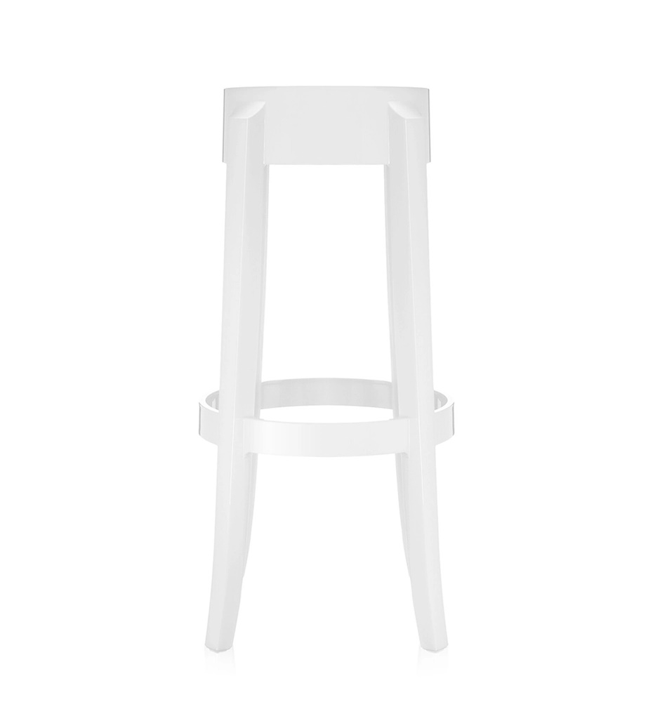 Weißer Charles Ghost Hocker von Kartell, moderner Barhocker aus Kunststoff für Küche und Bar.