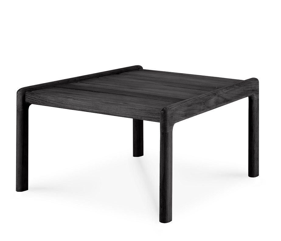 Ethnicraft Jack Beistelltisch: Quadratischer Outdoor-Tisch aus Teakholz, schwarz lackiert, für Garten und Terrasse.