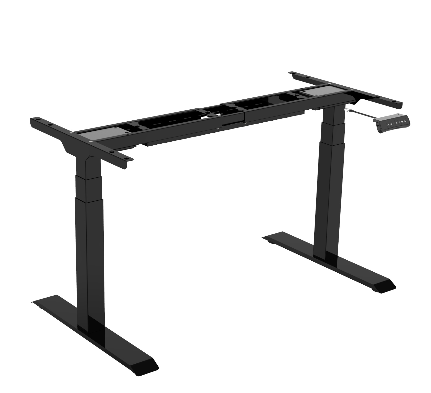 Schwarzes Hiplift Untergestell für Schreibtisch, elektrisch höhenverstellbar, ideal für Büro und Homeoffice.