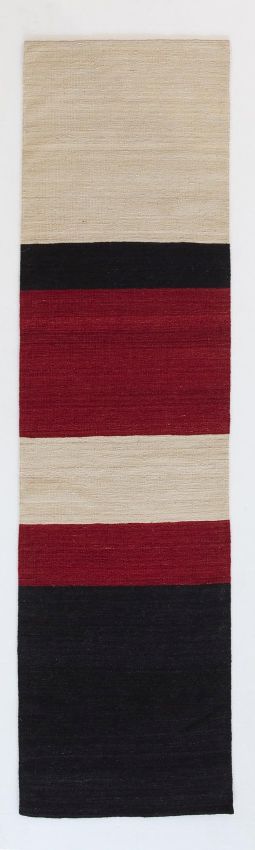 Nanimarquina Teppich: Mélange Color Teppich mit Streifen in Beige, Rot und Schwarz.