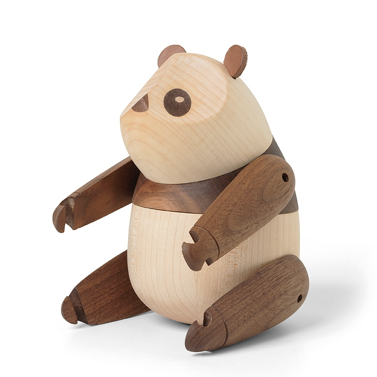 Sitzende Panda Holzfigur von Architectmade, handgefertigte Holzdeko für Kinderzimmer und Sammler.