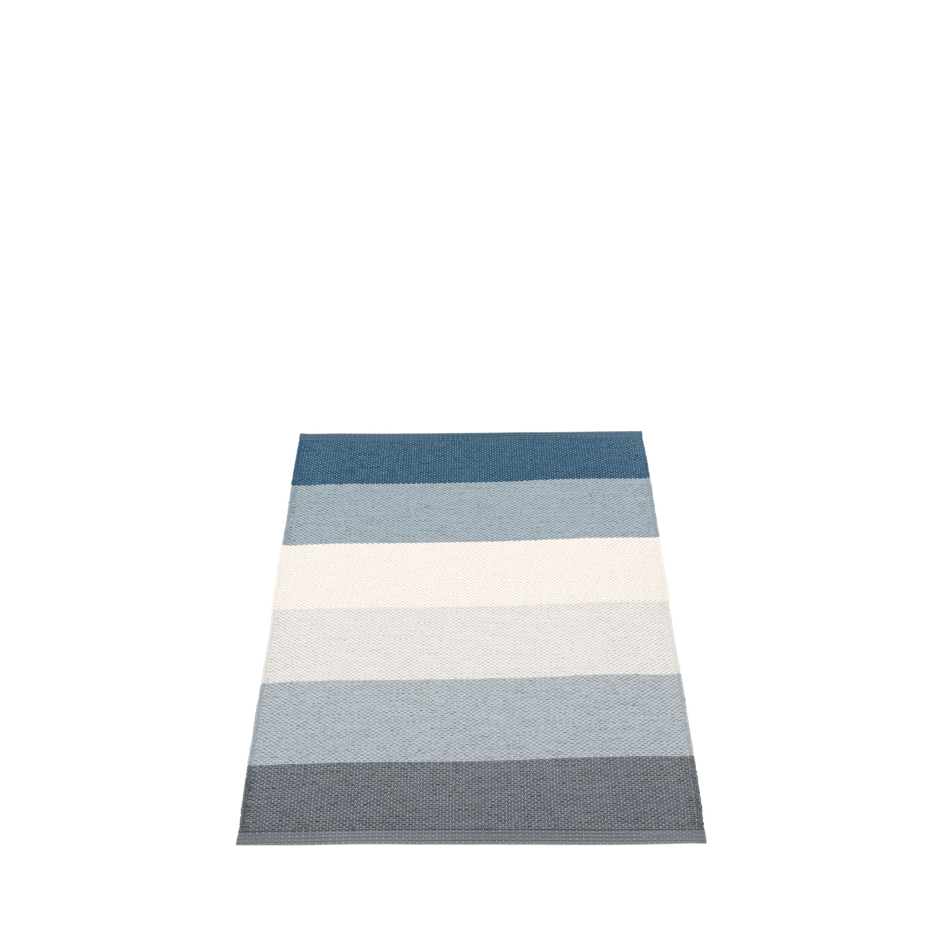 Molly Kunststoffteppich Ocean Grau von Pappelina, 70x100 cm, mit horizontalen Streifen.