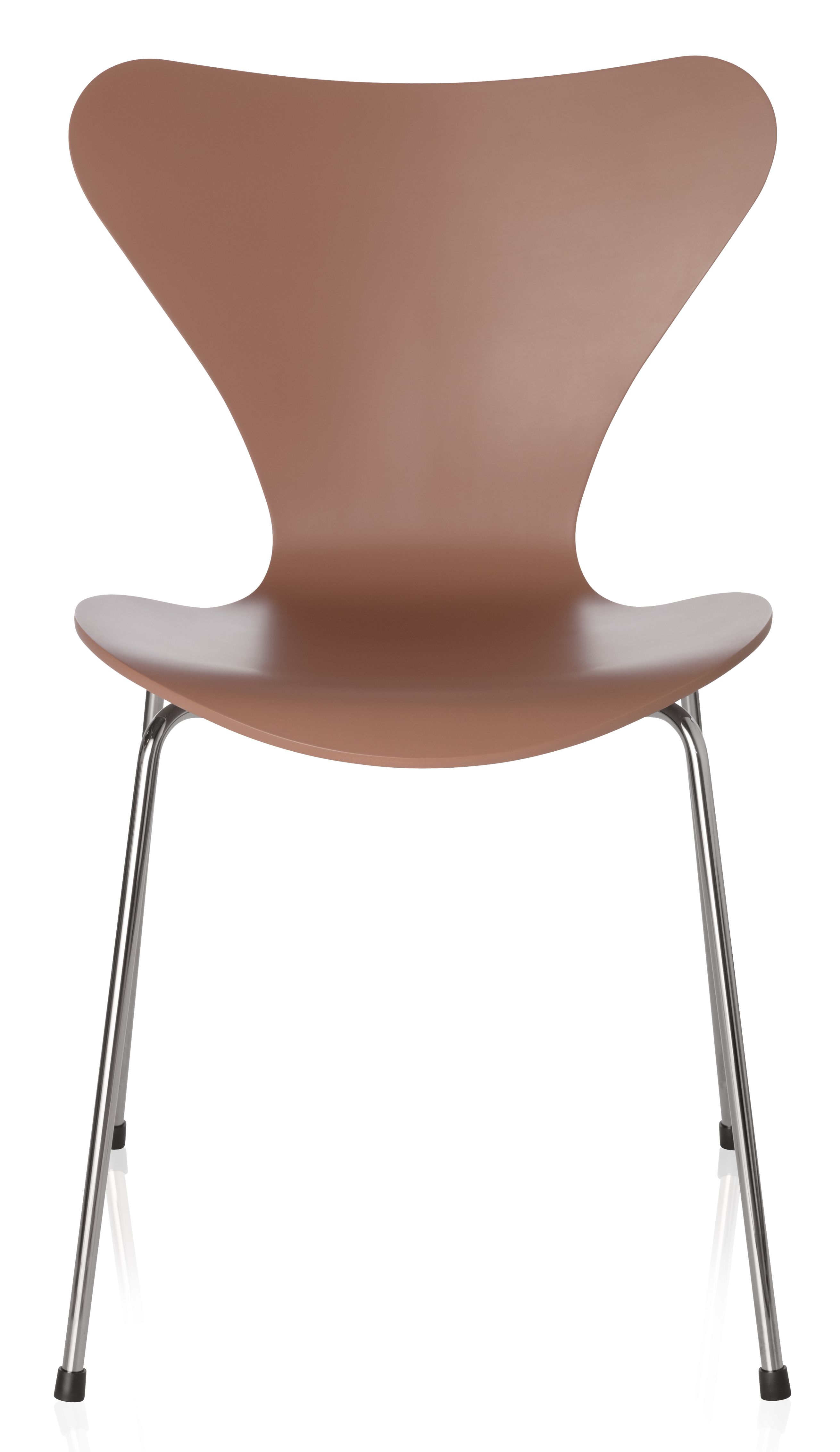 Siebener Stuhl von Fritz Hansen, Serie 7, braun, mit Chromgestell, modernes Design.