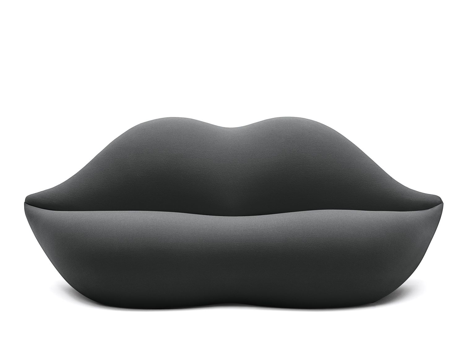 Graues Bocca Sofa in Lippenform von Gufram. Design Sofa für Wohnzimmer.