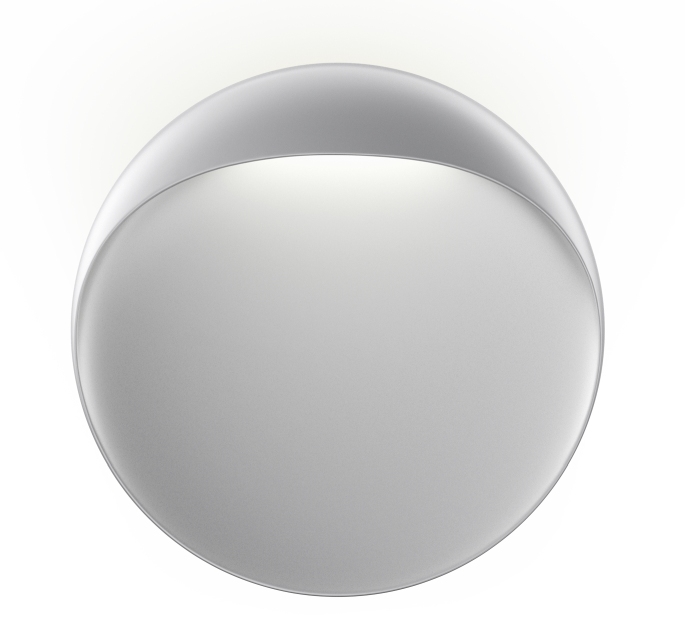 Silberne Flindt Wandleuchte von Louis Poulsen, runde Design Lampe für Innen und Außen.