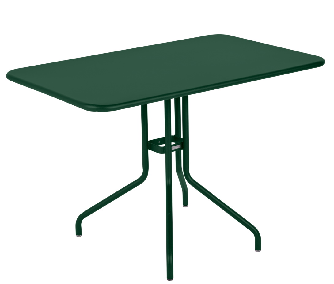 Grüner Pétale Tisch 110x70 cm von Fermob für den Außenbereich. Gartentisch aus Metall.