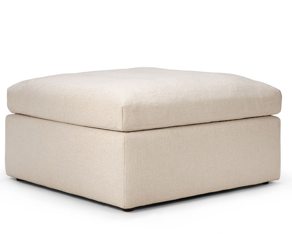 Mellow Polsterhocker in Off White aus Eco Stoff von Ethnicraft, quadratisch und modern.