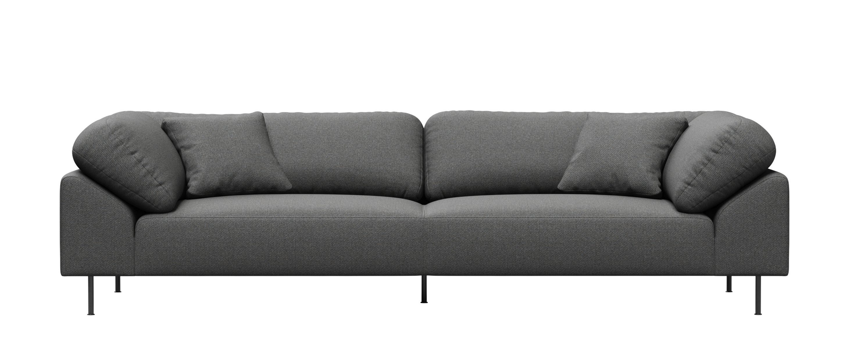 Graues Collar Sofa 3-Sitzer von Woud mit Kissen und schwarzen Füßen, modernes skandinavisches Design.