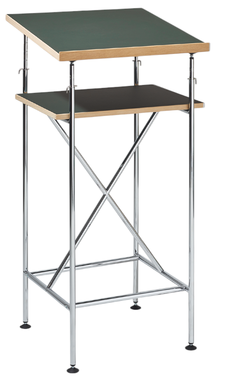 Milla 500 Stehpult von Richard Lampert mit zwei Ebenen und Chromgestell.