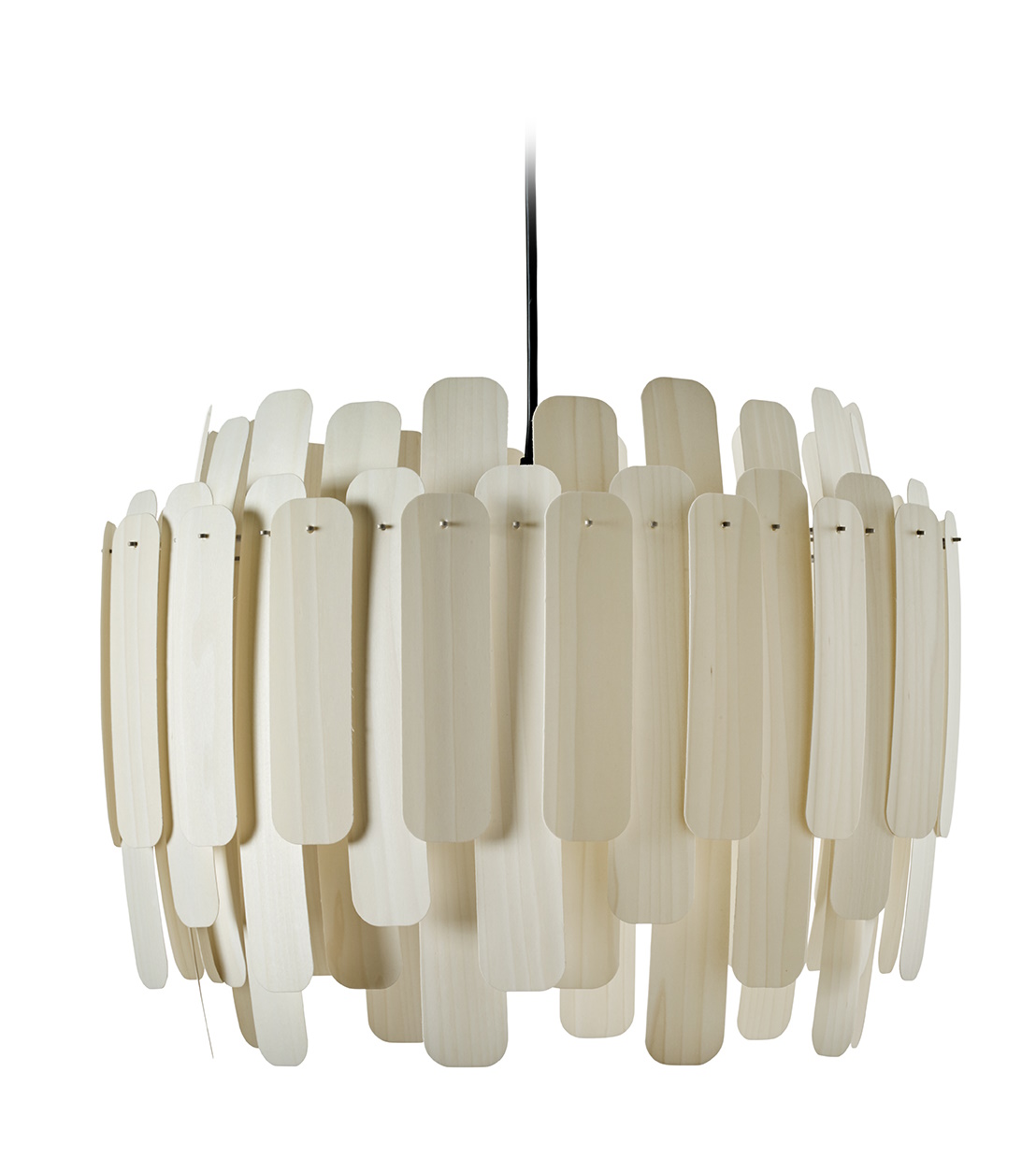 Elfenbeinweiße Maruja Pendelleuchte von LZF Lamps: Moderne Hängelampe aus Holzfurnier für stilvolle Beleuchtung.