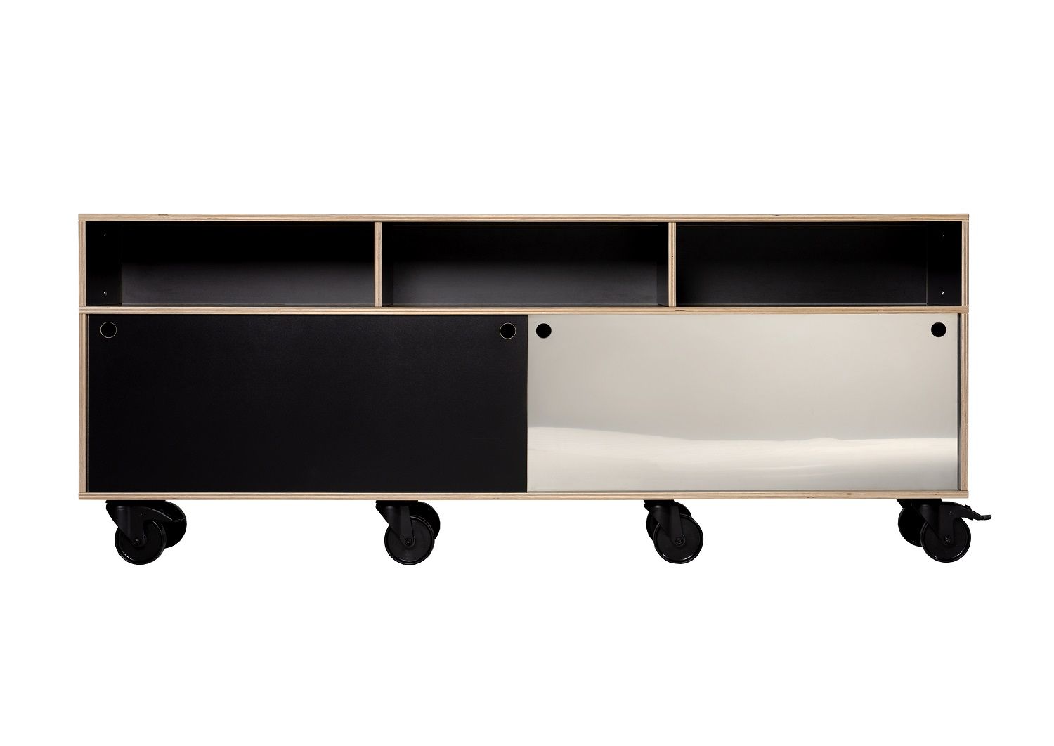 Egal Rockboard Sideboard von Nils Holger Moormann: Sideboard mit Schiebetüren und Rollen.