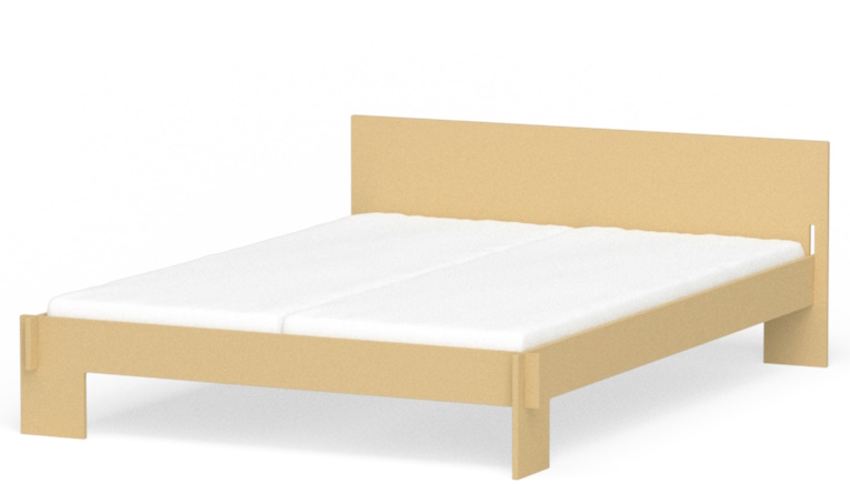 Siebenschläfer Bett mit Kopfteil Nils Holger Moormann B 160 x L 200 cm - MDF Natur