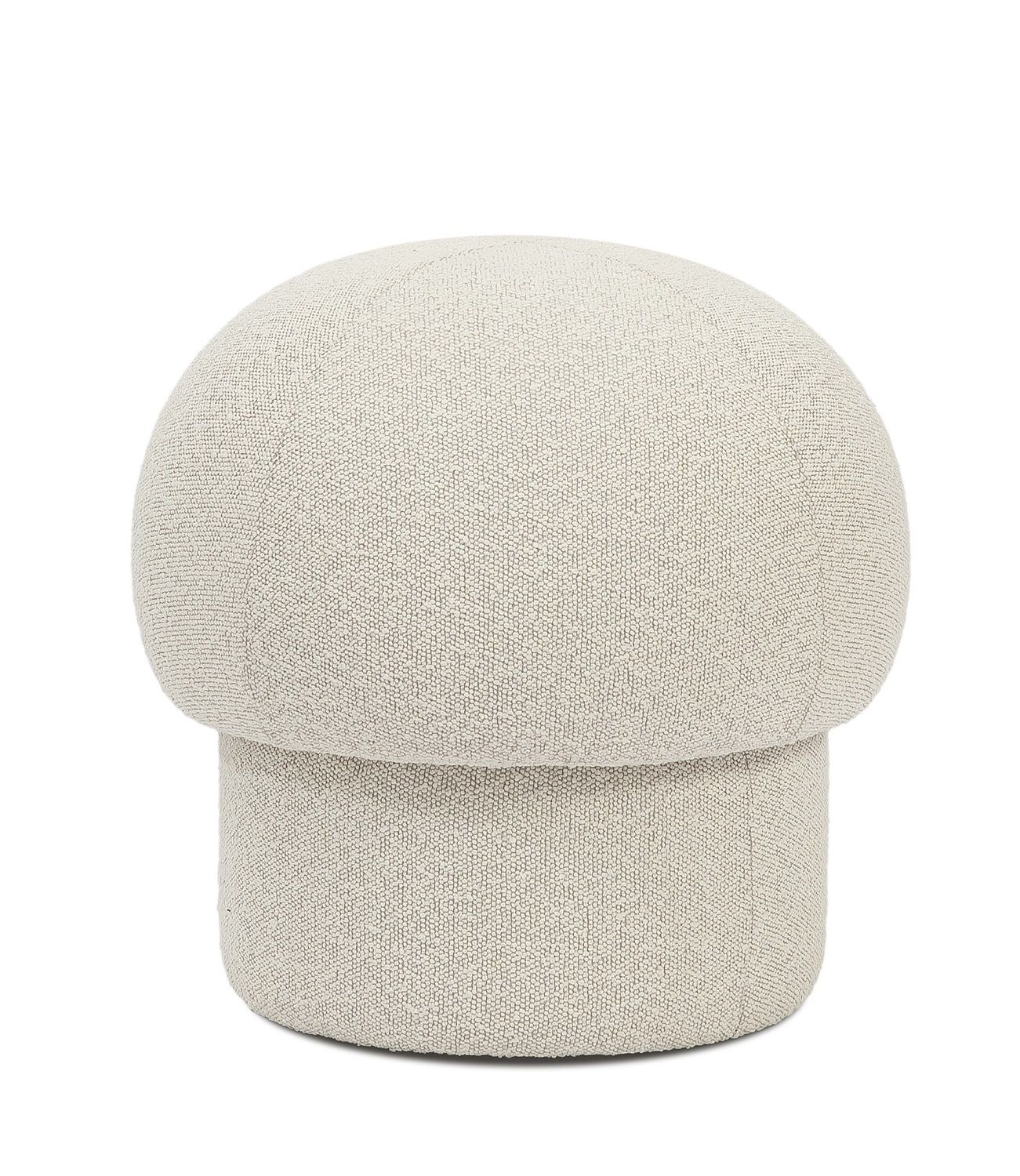 Cremefarbener Uno Pouf Hocker von Design House Stockholm, runder Sitzhocker mit Stoffbezug.