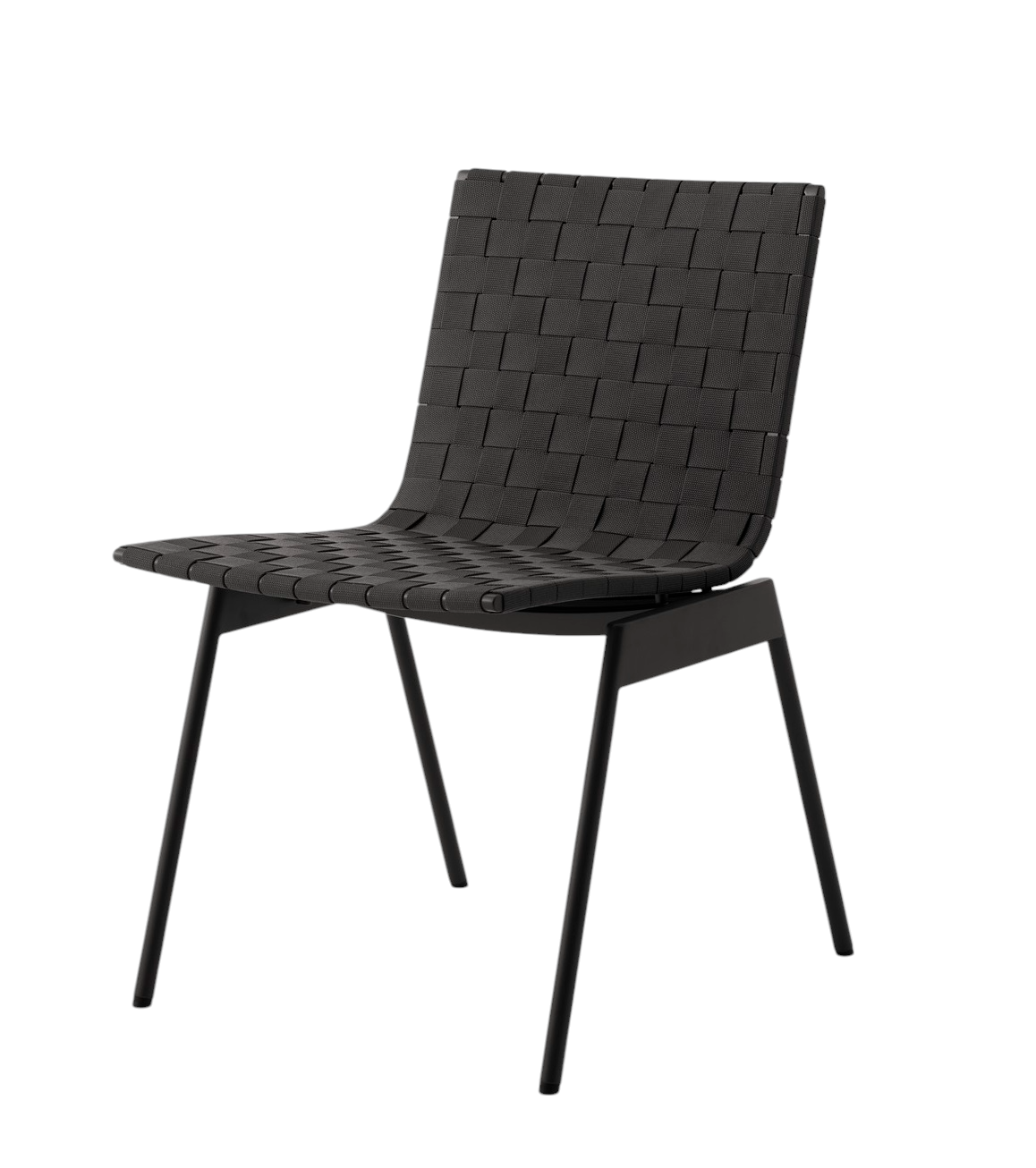 Schwarzer Ville AV33 Outdoor Chair Stuhl von AndTradition mit geflochtener Sitzfläche und Rückenlehne.