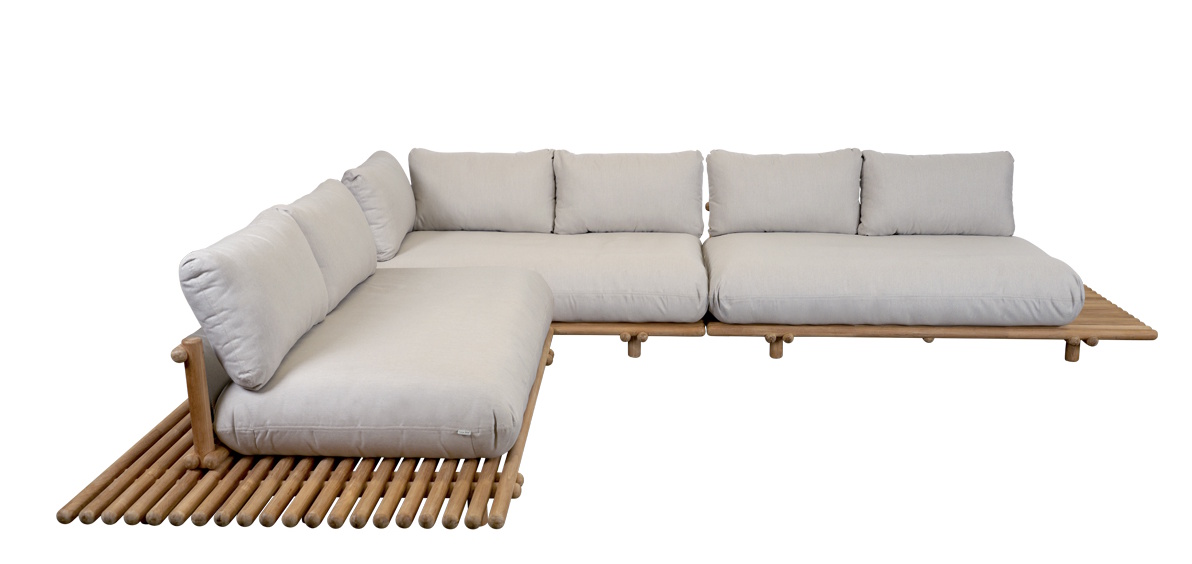 STICKS PLATFORM Ecksofa Groß Outdoor Cane-Line Gestell Teak / Kissen sand