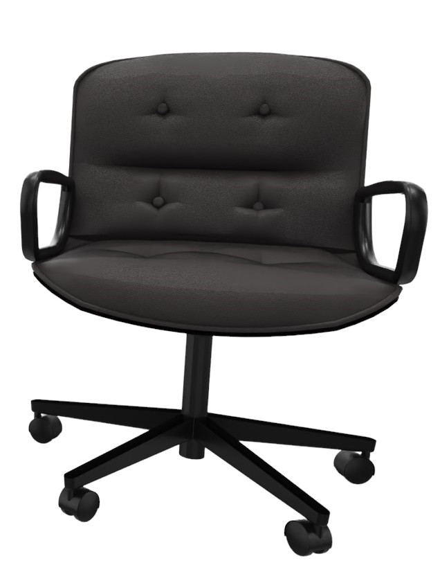 Schwarzer Pollock Drehstuhl von Knoll International mit Armlehnen und Rollen, Bürostuhl für das Büro.