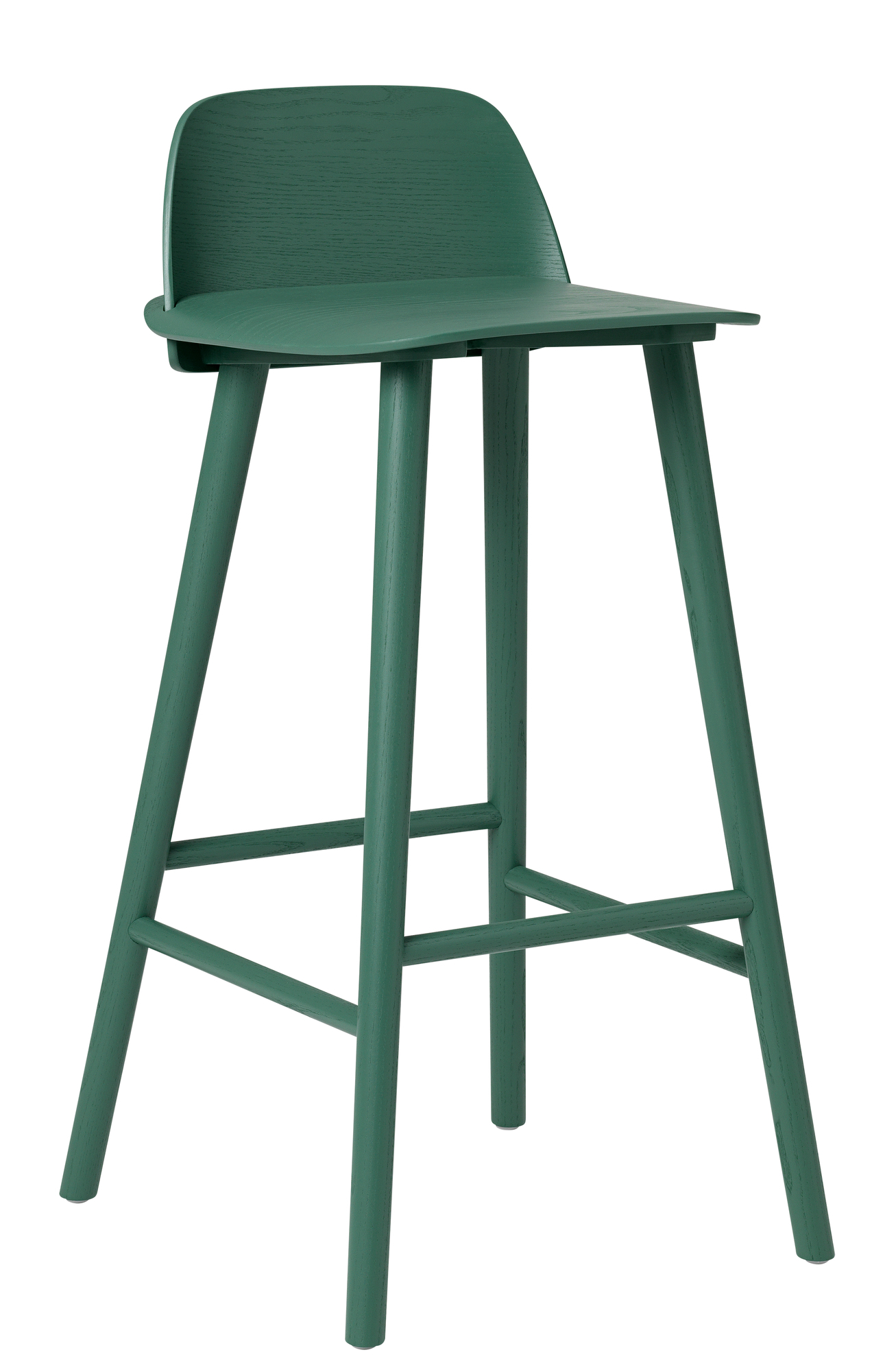 Grüner Nerd Counter Stool Barhocker von Muuto, H 75 cm, aus Holz.
