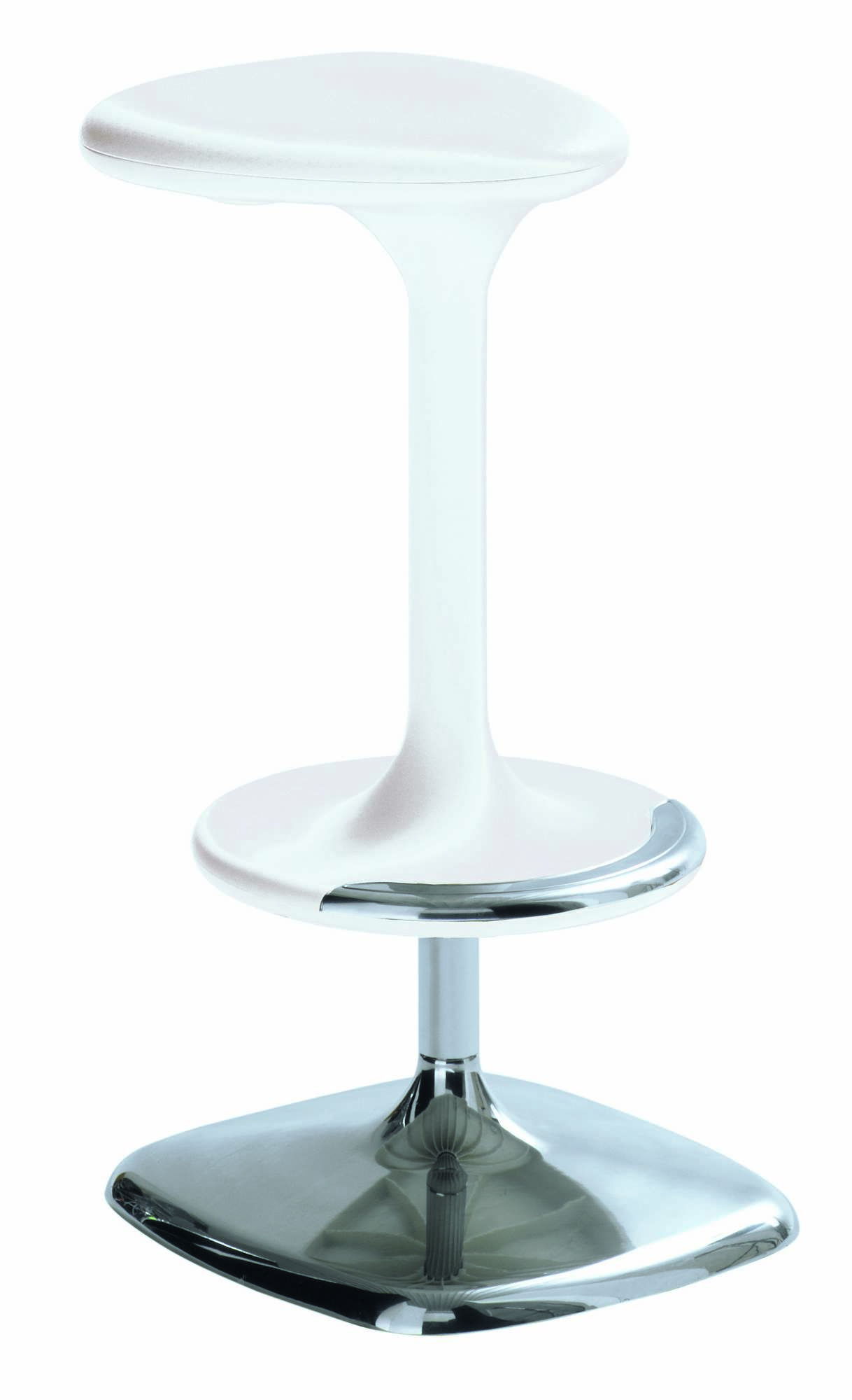 Weißer Kant Barhocker von Casamania Horm für den Außenbereich mit verchromtem Fuß.