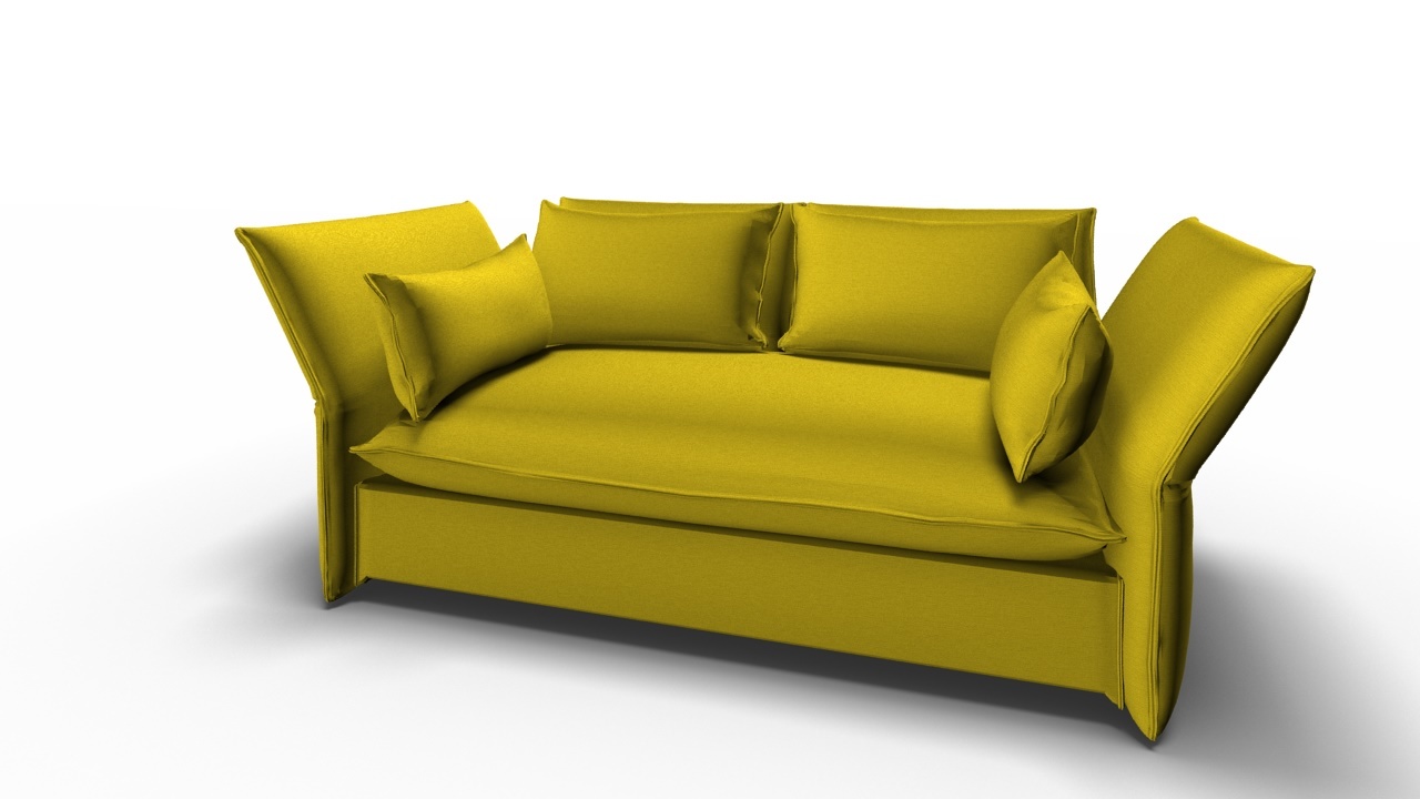 Mariposa Sofa 2-Sitzer in Limone von Vitra: Modernes, gelbes Sofa mit Kissen für Wohnzimmer.