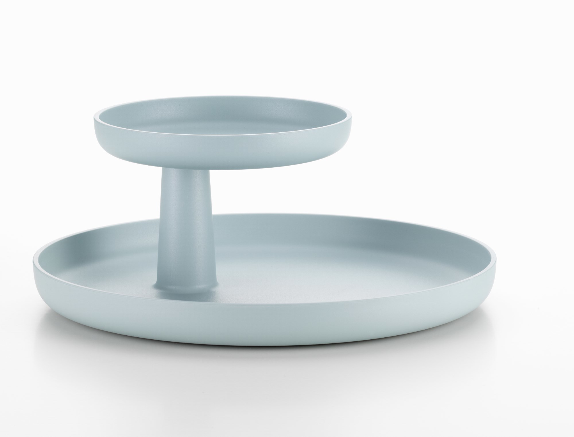 Eisgraues Vitra Rotary Tray Tablett mit zwei Ebenen für Küche, Tisch oder Büro.