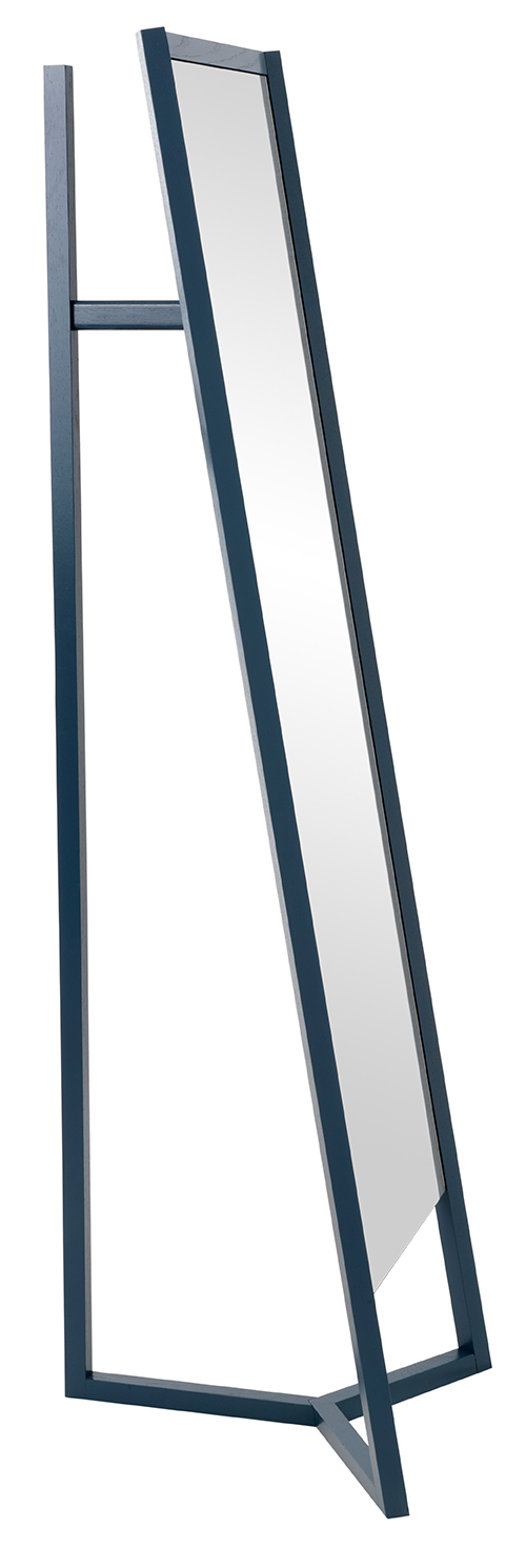 Blauer Schönbuch Club Standspiegel mit Garderobenfunktion und minimalistischem Design für Flur und Ankleide.