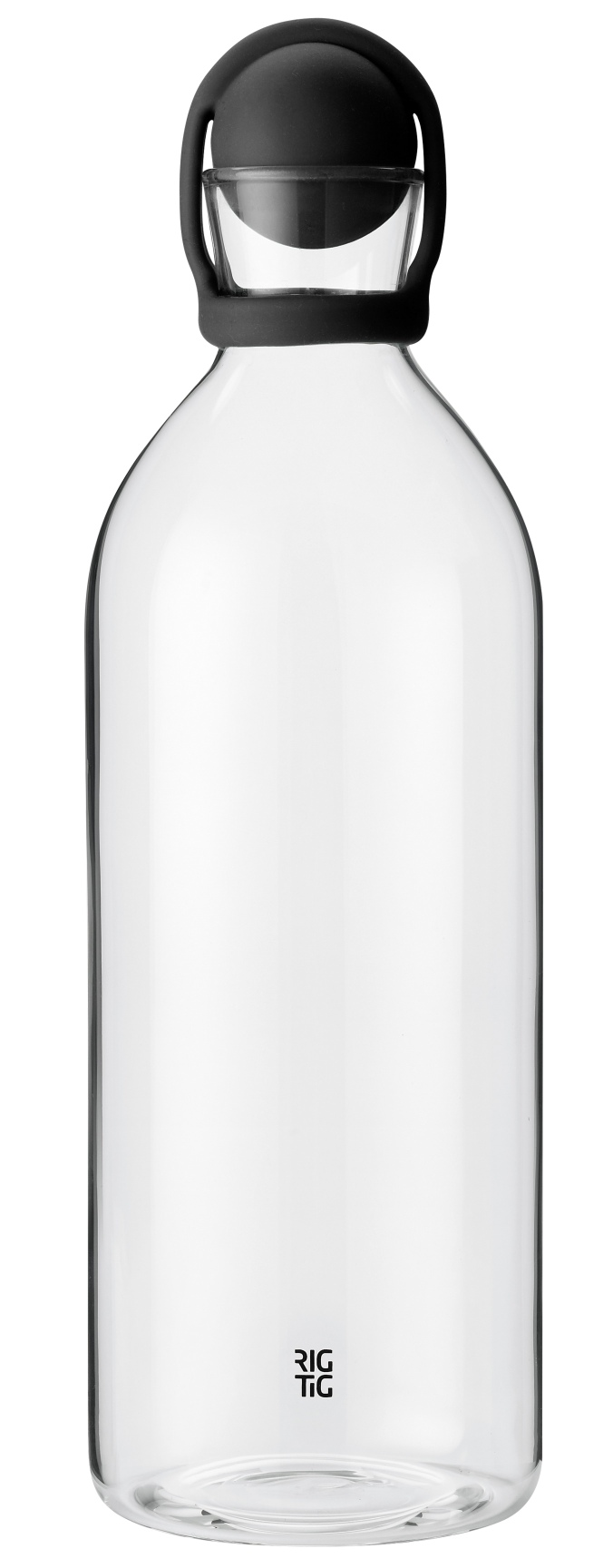 Klarglas Wasserkaraffe mit schwarzem Silikondeckel von RIG-TIG by Stelton. Kühl und stilvoll.