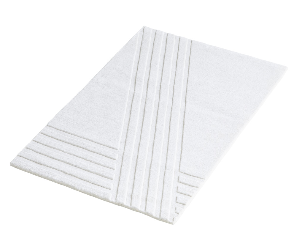 Weißer Kyoto Teppich (90x140 cm) von Woud mit geometrischen Linien für modernes Wohnen.