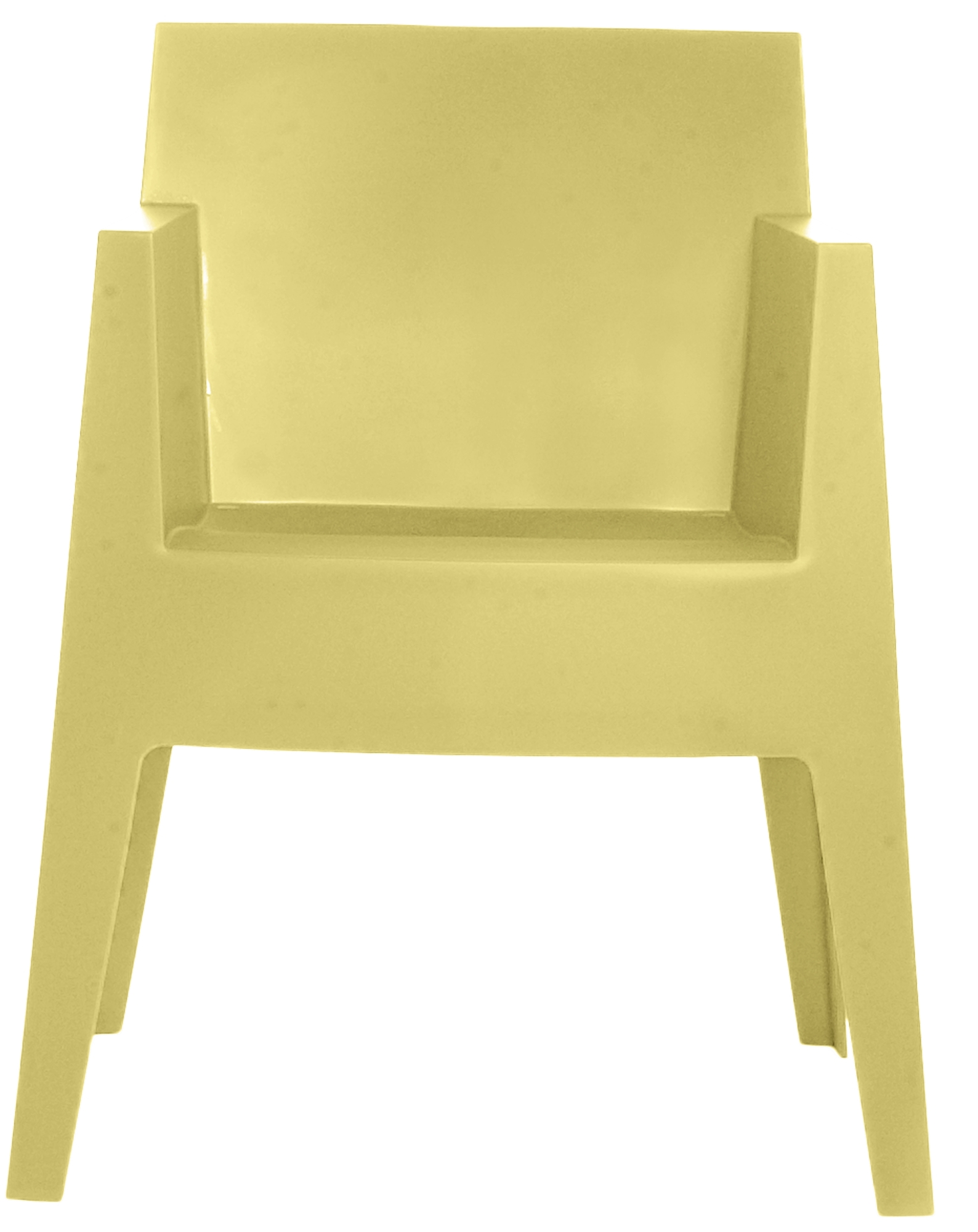 Toy Armlehnstuhl von Driade in Senfgelb, moderner Kunststoffstuhl für den Innen- und Außenbereich.