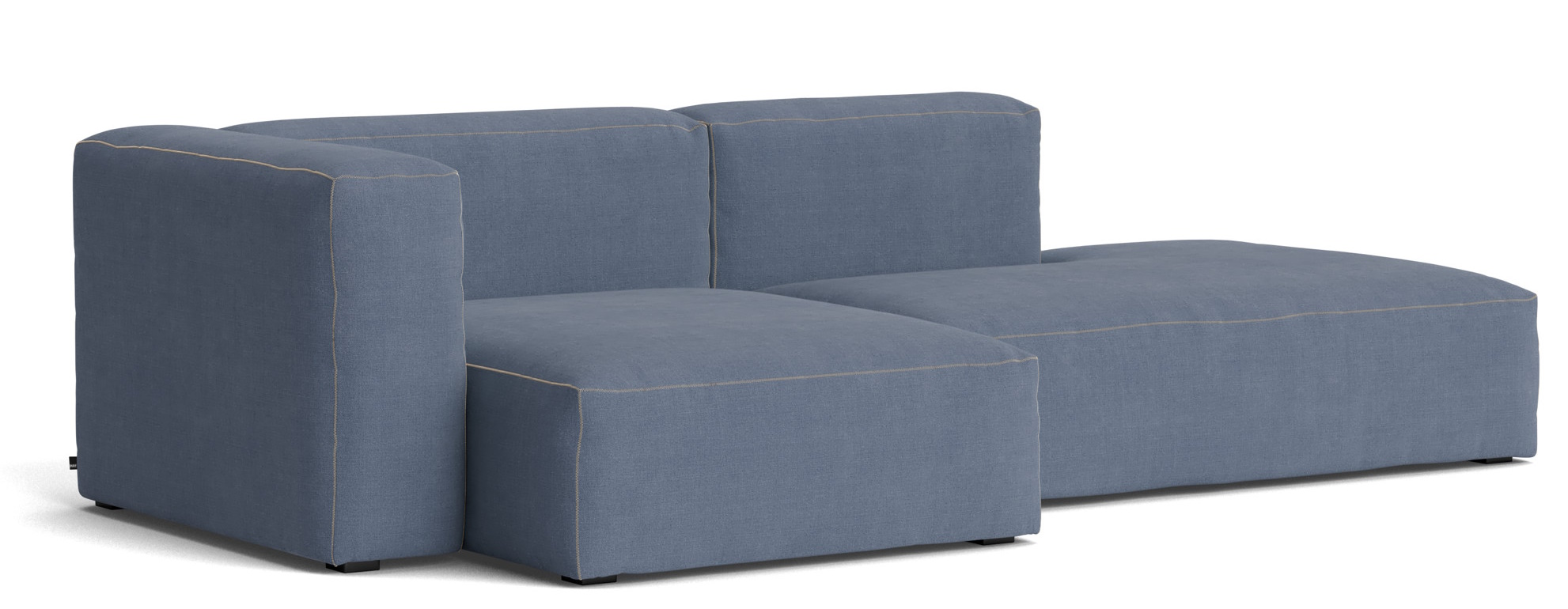 Blaues Mags Sofa von Hay, 2,5-Sitzer mit Armlehne links, modernes Design für Wohnzimmer.