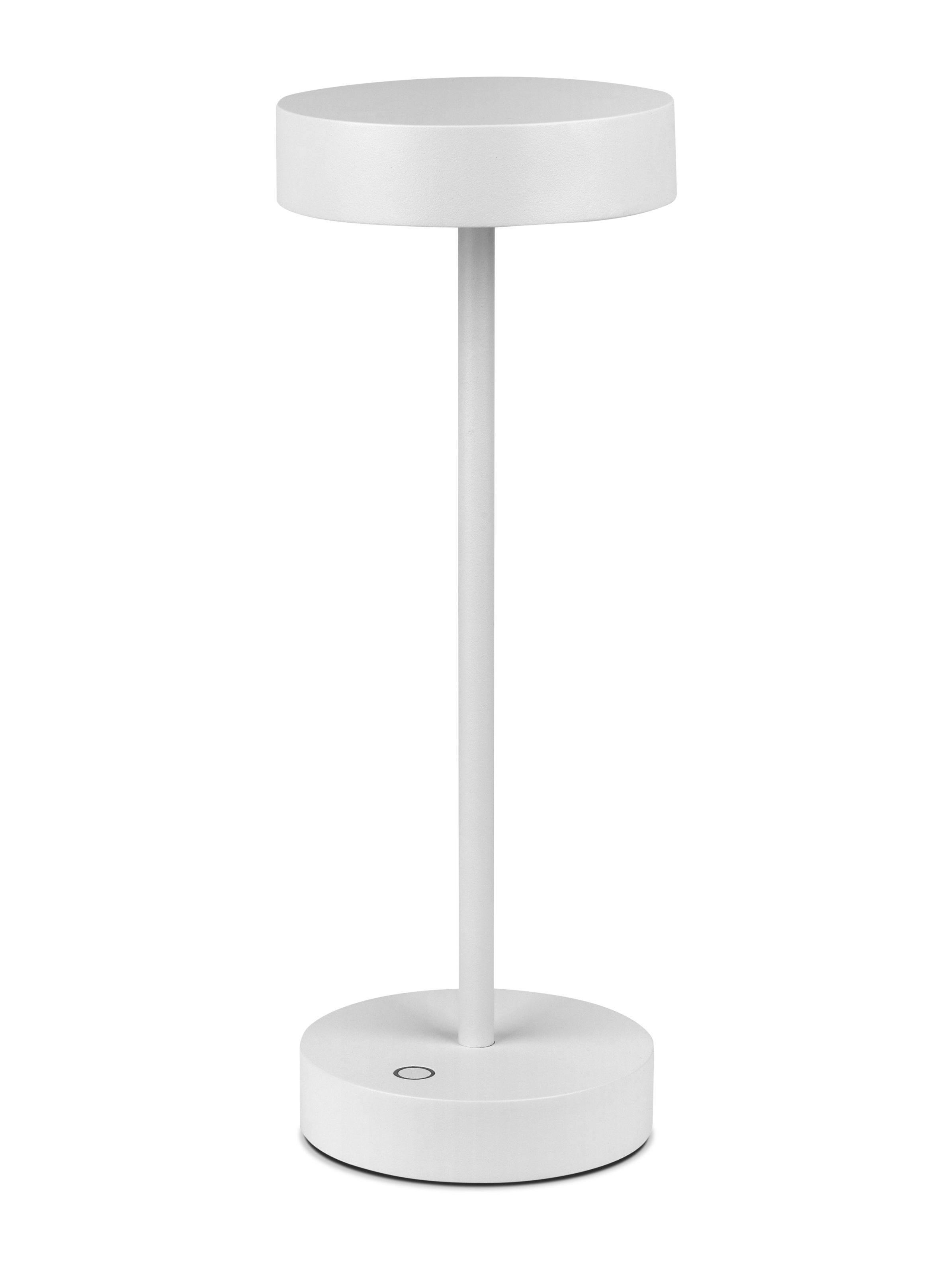 Weiße Arnold S Akkuleuchte von Moree: Moderne LED Tischleuchte für den Outdoor-Bereich.