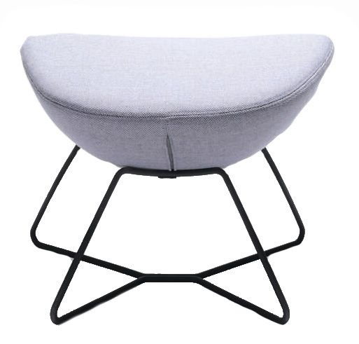 Yonda Ottoman von Wilkhahn, grauer Fußhocker mit schwarzem Metallgestell, modernes Design für Wohnzimmer und Büro.
