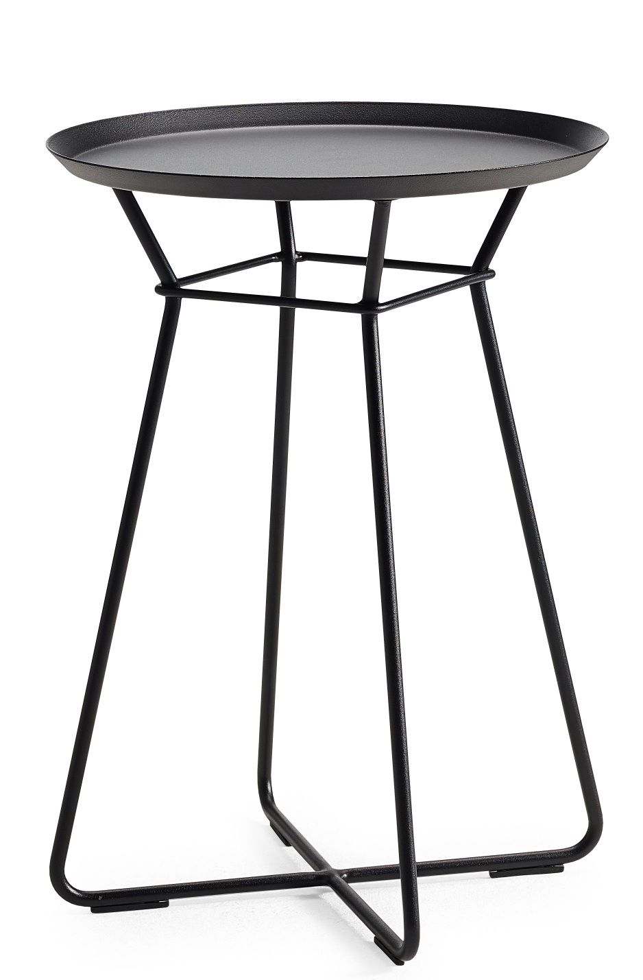 Schwarzer Leya Small Beistelltisch von Freifrau Manufaktur mit runder Tischplatte und filigranem Metallgestell.