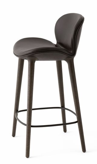 Lodge Tresenhocker mit dunklem Eichengestell und dunkelbraunem Ledersitz, Barhocker für Küche oder Bar.