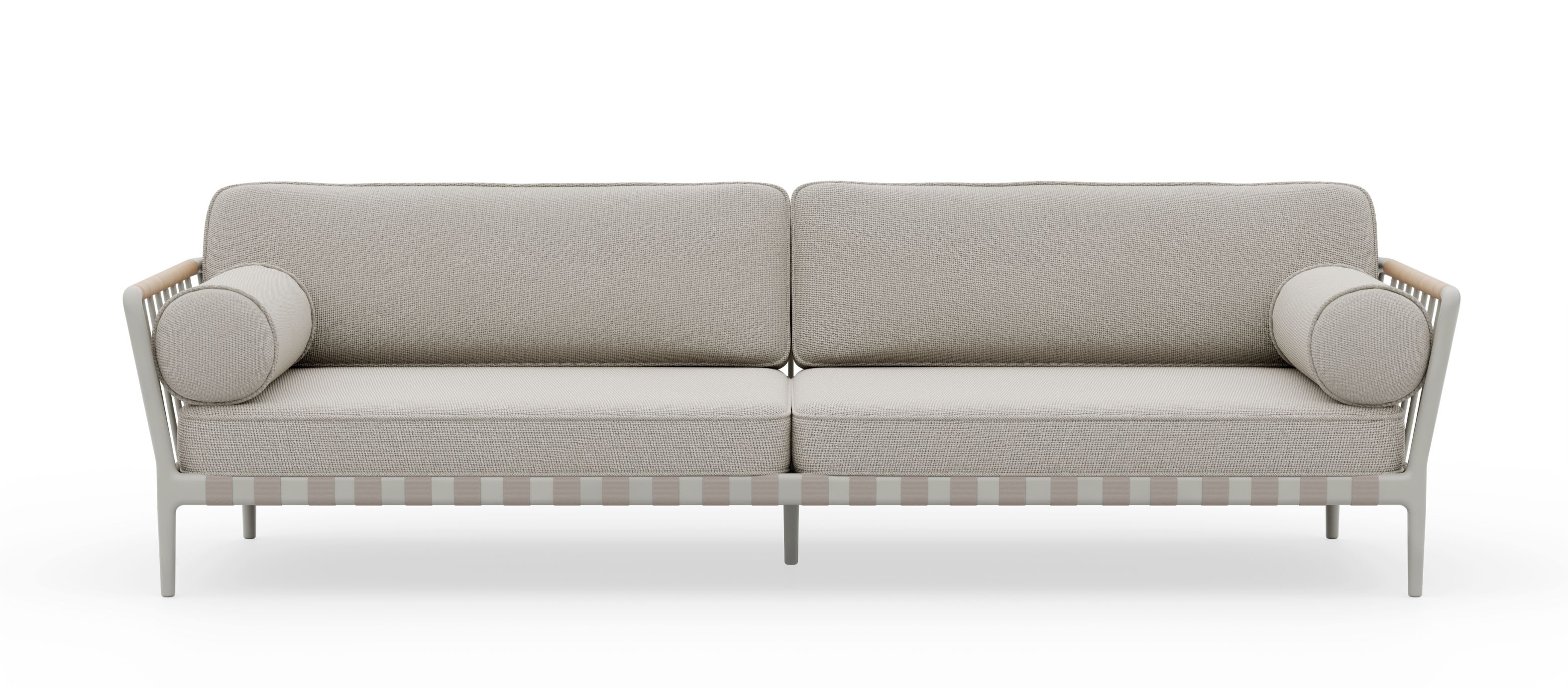 Open-Air 3-Sitzer Outdoor Sofa Vipp in Beige: Bequemes Gartensofa mit Kissen für Terrasse und Balkon.