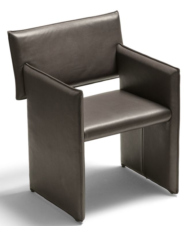 Noto Stuhl mit Wangen Cor, brauner Ledersessel für Wohnzimmer oder Büro.