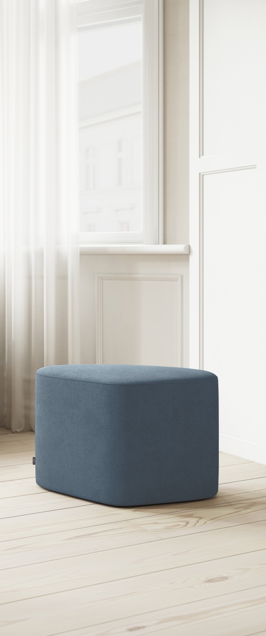 Madison Pouf Hocker in Schieferblau: Moderner, quadratischer Sitzhocker für Wohnzimmer und Entspannung.