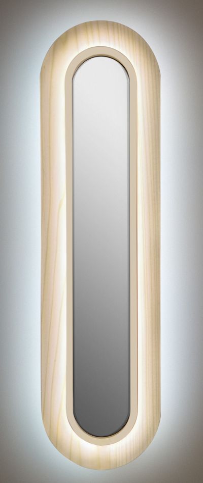 Lens LED Wandleuchte von LZF Lamps: Ovaler, gestreckter Metallring in Elfenbeinweiß, indirekte Beleuchtung.