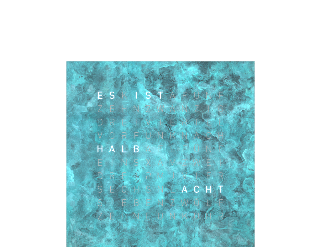 Frontcover für Earth 13.5 Tischuhr / Zeitobjekt Deutsch QLOCKTWO