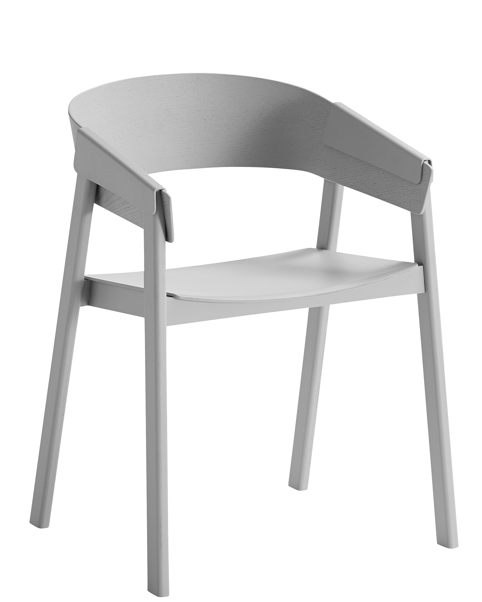 Heller Cover Chair Stuhl von Muuto, ein moderner Holzstuhl mit Armlehnen für Esszimmer und Wohnbereich.