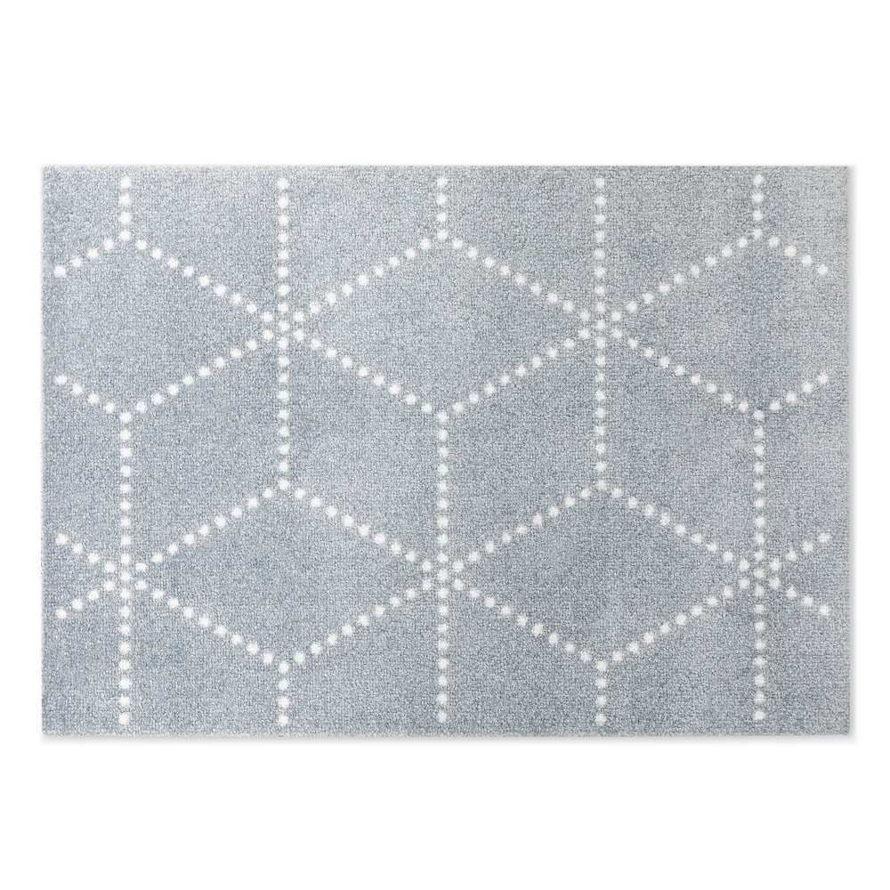 Helle Hagl Heymat Fußmatte in Silber mit geometrischem Punktmuster für Innen- und Außenbereiche.